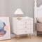 Winston 3 - Drawer Nightstand Bedside Table with Gold Steel Legs Tray Top White