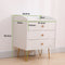 Winston 3 - Drawer Nightstand Bedside Table with Gold Steel Legs Tray Top White