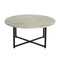 White Marble Effect Round Coffee Table with Black Legs