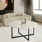 White Marble Effect Round Coffee Table with Black Legs