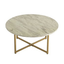 White Marble Effect Round Coffee Table with Gold Legs