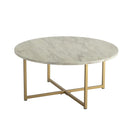 White Marble Effect Round Coffee Table with Gold Legs