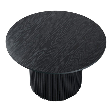 Luxe Black Ribbed Texture Wooden Coffee Table