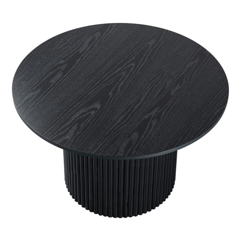 Luxe Black Ribbed Texture Wooden Coffee Table