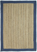 Hampton Navy Blue Border Jute Rug 150x220cm