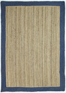 Hampton Navy Blue Border Jute Rug 190x280cm