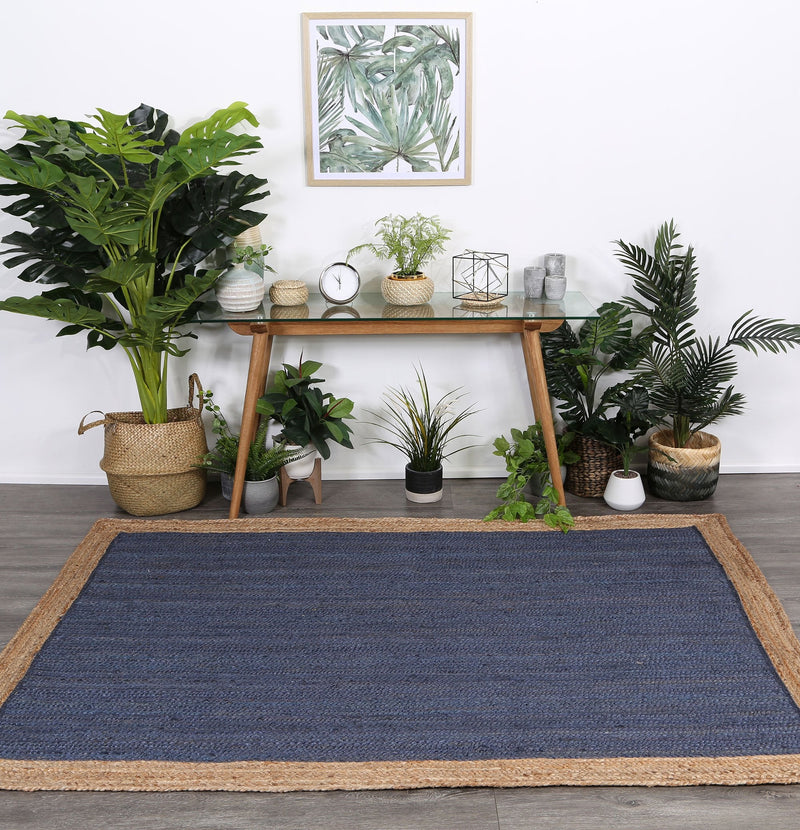 Hampton Navy Blue Centre Jute Rug 230x320cm