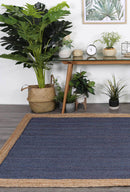 Hampton Navy Blue Centre Jute Rug 230x320cm