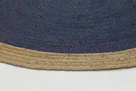 Hampton Navy Blue Centre Jute Rug 240x240cm Round