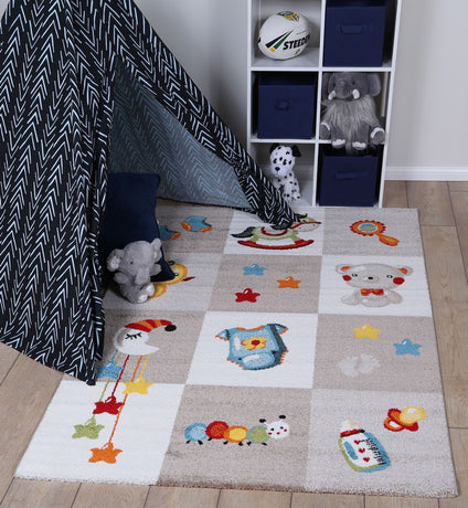 Nova Kids Beige Boxy Rug 120x170 cm