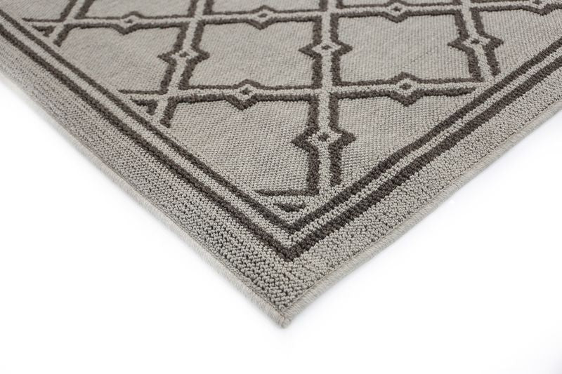 Hawaii Grey Diamond Shaped Geometric Ikat Bordered Rug 160x230cm