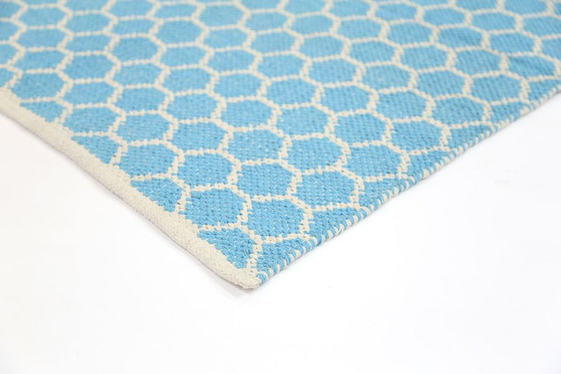 Illusion Blue Natural Cotton Rug 160x230