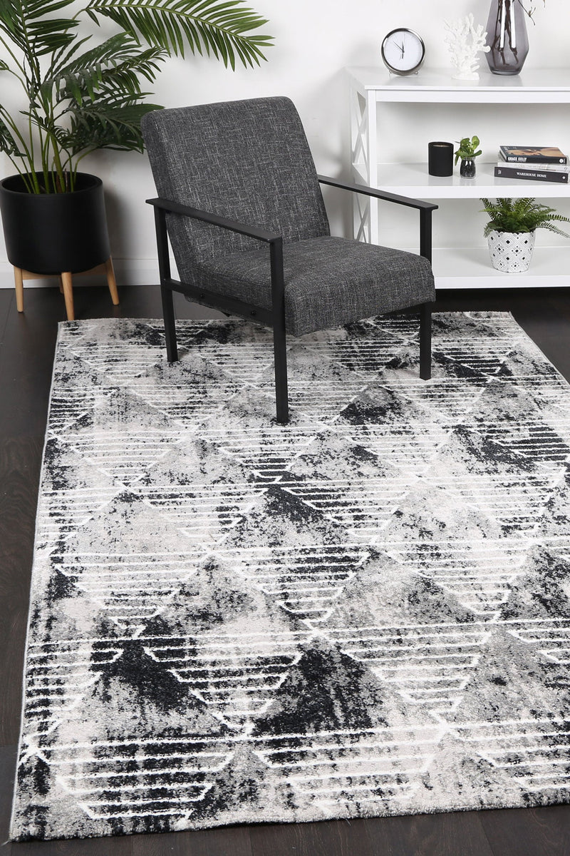 Windjana Transitional Geometric Grey Rug 240x330cm