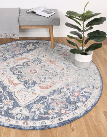 Alexander Transitional Navy Multi Rug 160x160cm