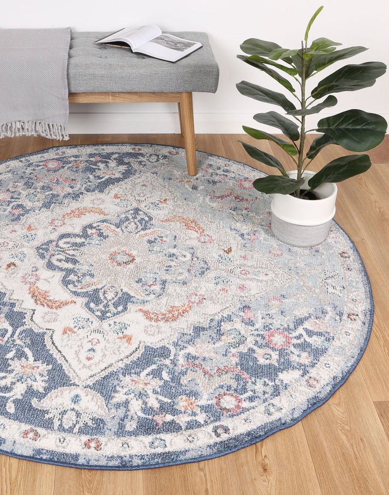 Alexander Transitional Navy Multi Rug 160x160cm