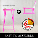 La Bella 2 Set Pink Folding Tall Chair DARK HUMOR Movie Director 75cm