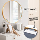 La Bella Gold Wall Mirror Round Aluminum Frame Makeup Decor Bathroom Vanity 80cm