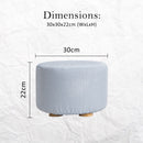 La Bella 2 Set Light Blue Fabric Ottoman Round Wooden Leg Foot Stool