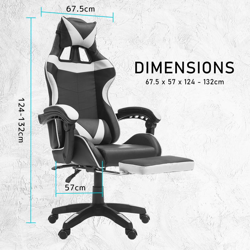 La Bella White Gaming Office Chair Epic Ergonomic Racing Footrest