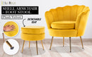 La Bella Shell Scallop Yellow Armchair Accent Chair Velvet + Round Ottoman Footstool