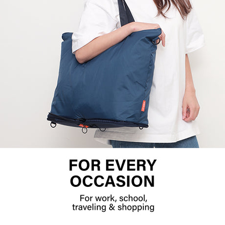 KOELE Navy Shopper Bag Tote Bag Foldable Travel Laptop Grocery KO-DUAL