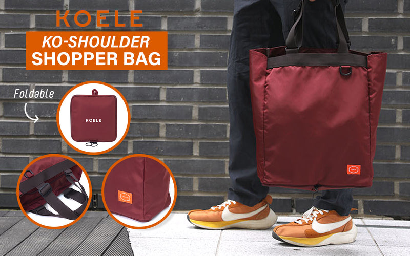 KOELE Wine Shopper Bag Tote Bag Foldable Travel Laptop Grocery KO-SHOULDER