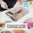 MOM'S STEEL Combo Large Stainless Steel Chopping Cutting Board + Chopping Boards Holder