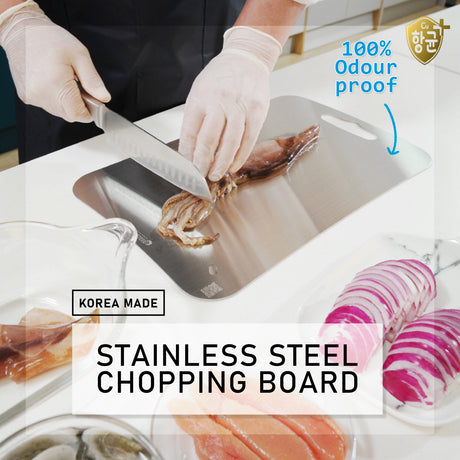 MOM'S STEEL Combo Large Stainless Steel Chopping Cutting Board + Chopping Boards Holder