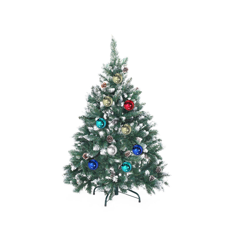 Home Ready 4Ft 120cm 390 tips Green Snowy Christmas Tree Xmas Pine Cones + Bauble Balls