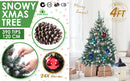 Home Ready 4Ft 120cm 390 tips Green Snowy Christmas Tree Xmas Pine Cones + Bauble Balls