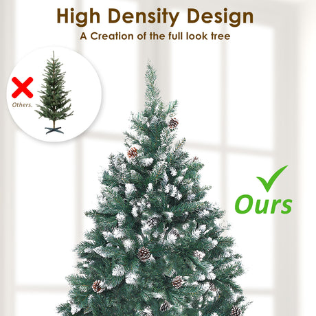 Home Ready 4Ft 120cm 390 tips Green Snowy Christmas Tree Xmas Pine Cones + Bauble Balls