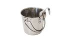 1.9L Stainless Steel Pet Parrot Feeder Dog Cat Bowl Water Bowls Flat Sided Bucket with Riveted Hooks