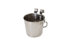 3.8L Stainless Steel Pet Parrot Feeder Dog Cat Bowl Water Bowls Flat Sided Bucket with Riveted Hooks