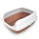 2 X Small High Side Portable Open Cat Toilet Litter Box Tray House With Scoop Brown