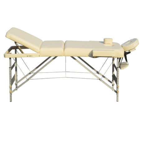 3 Fold Portable Aluminium Massage Table Massage Bed Beauty Therapy Beige