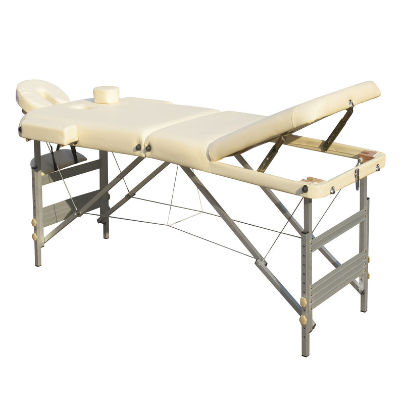 3 Fold Portable Aluminium Massage Table Massage Bed Beauty Therapy Beige