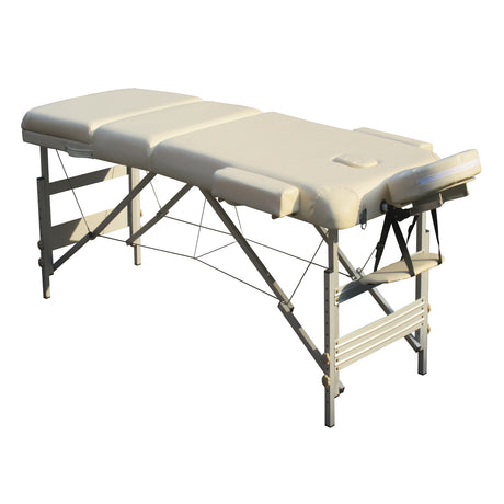 3 Fold Portable Aluminium Massage Table Massage Bed Beauty Therapy Beige