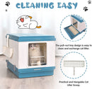 XL Portable Cat Toilet Litter Box Tray Foldable House with Handle and Scoop Blue