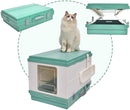 XL Portable Cat Toilet Litter Box Tray Foldable House with Handle and Scoop Green