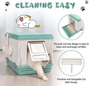 XL Portable Cat Toilet Litter Box Tray Foldable House with Handle and Scoop Green