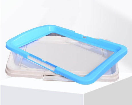 Large Portable Dog Potty Training Tray Pet Puppy Toilet Trays Loo Pad Mat Blue