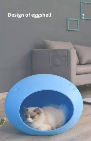 Medium Cave Cat Kitten Box Igloo Cat Bed House Dog Puppy House-Blue