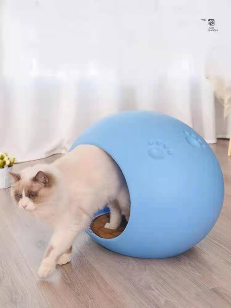 Medium Cave Cat Kitten Box Igloo Cat Bed House Dog Puppy House-Blue