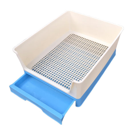 Medium Dog Potty Training Tray Pet Puppy Toilet Trays Loo Pad Mat With Wall Blue