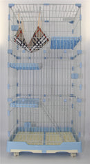 YES4PETS 179 cm Blue Pet 4 Level Cat Cage House With Litter Tray & Wheel 82x57x179 CM