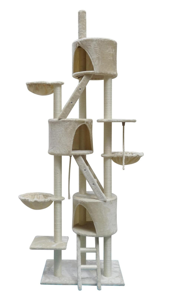 YES4PETS 244 cm XL Multi Level Cat Scratching Post Tree Scratcher Pole- Beige