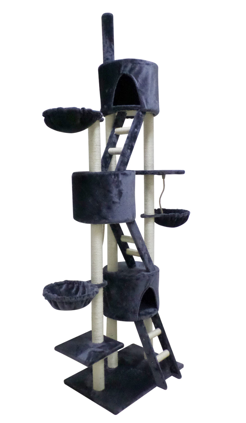 YES4PETS 244 cm XL Multi Level Cat Scratching Post Tree Scratcher Pole- Grey