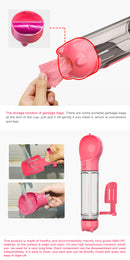 YES4PETS 4 in 1 Portable Pet Dog Puppy Cat Drinking Mug Water Feeder Bottle Valve Travel Bottle Pink