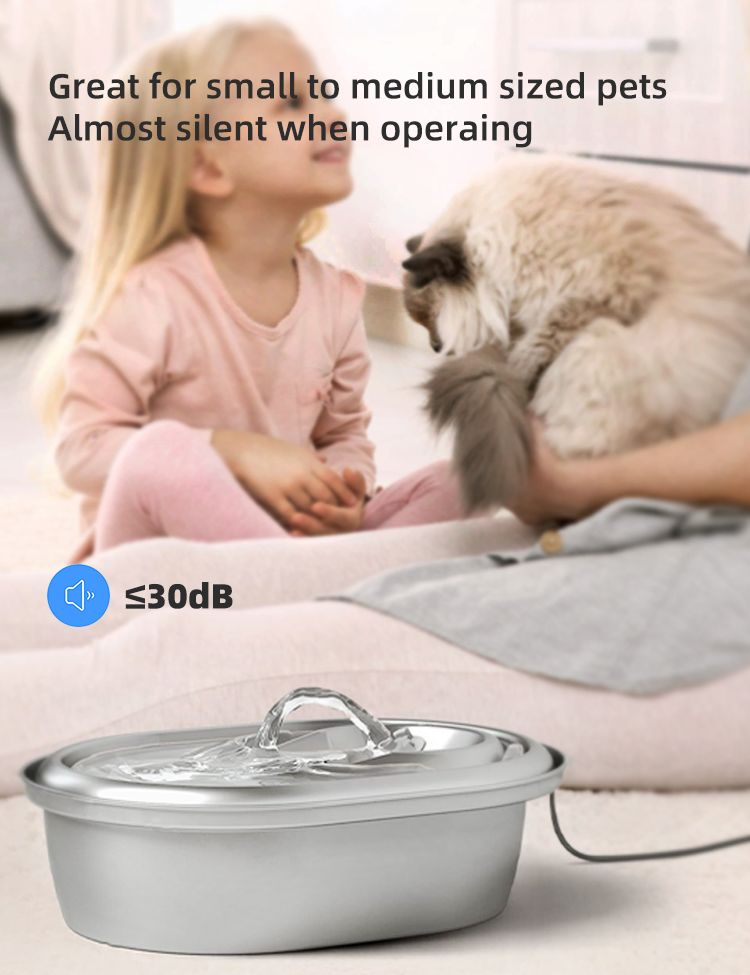 2L Automatic Electric Pet Water Fountain Dog Cat Stainless Steel Feeder Bowl Dispenser