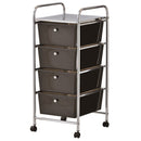 YES4HOMES Black Plastic Storage 4 Drawer with Metal Trolley Shelf and Slide-Out Drawers